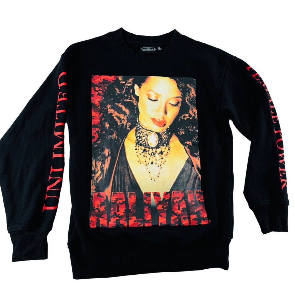 Aaliyah Unlimited Power Sweatshirt XS Black Graphic‎ Hoodie